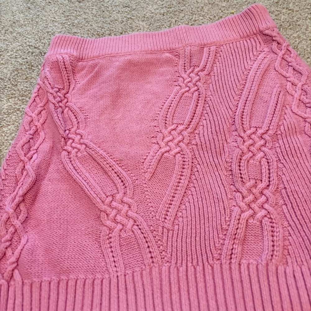 Maeve Anthropologie Cable Knit Sweater Skirt Womens S Pink Coquette Cozy Barbie - Picture 6 of 8